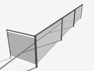 现代玻璃护栏SU模型下载_sketchup草图大师SKP模型