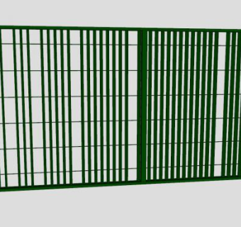 绿色金属围墙护栏SU模型下载_sketchup草图大师SKP模型