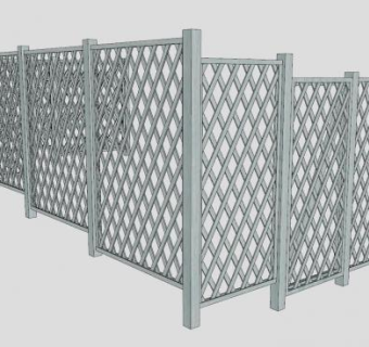 木制花园护栏SU模型下载_sketchup草图大师SKP模型