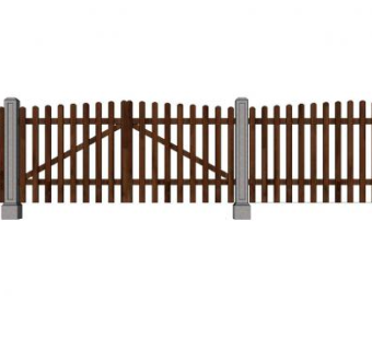 农场围墙木栅栏SU模型下载_sketchup草图大师SKP模型