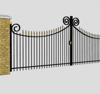 别墅石柱庭院门SU模型下载_sketchup草图大师SKP模型