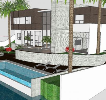 摩登豪宅度假酒店SU模型下载_sketchup草图大师SKP模型