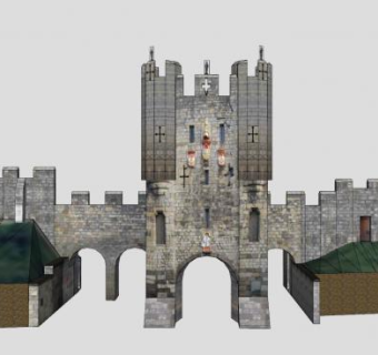 约克城楼城墙SU模型下载_sketchup草图大师SKP模型
