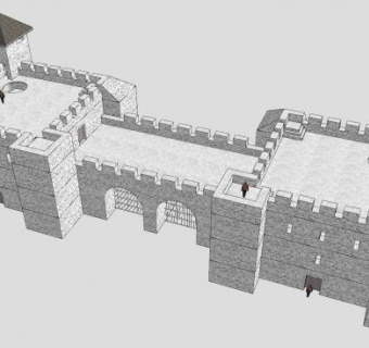 城墙城门楼SU模型下载_sketchup草图大师SKP模型