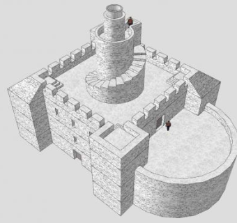 灯塔城墙SU模型下载_sketchup草图大师SKP模型