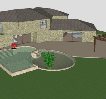 现代别墅游泳池SU模型下载_sketchup草图大师SKP模型