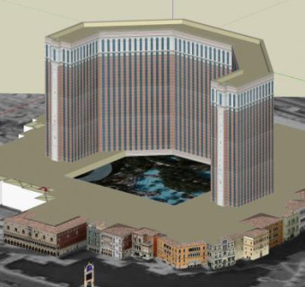澳门威尼斯人酒店建筑SU模型下载_sketchup草图大师SKP模型