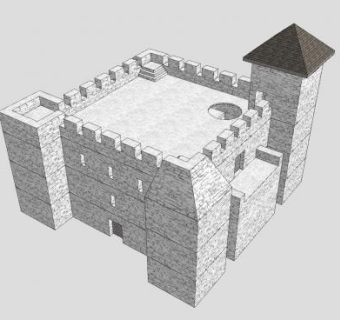 守卫室城门城墙SU模型下载_sketchup草图大师SKP模型