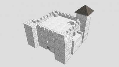 守卫室城门城墙SU模型下载_sketchup草图大师SKP模型