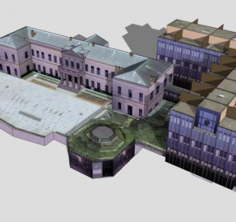 现代市政厅办公建筑SU模型下载_sketchup草图大师SKP模型