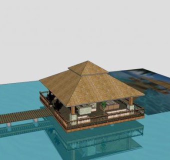 度假胜地度假酒店水露台SU模型下载_sketchup草图大师SKP模型