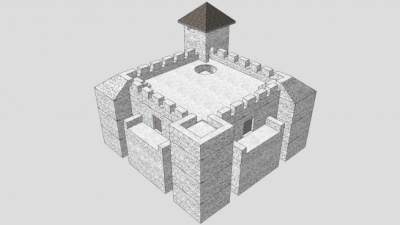 小型城墙城楼SU模型下载_sketchup草图大师SKP模型