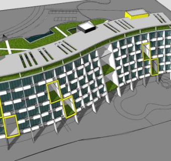 湖边旅馆酒店建筑SU模型下载_sketchup草图大师SKP模型