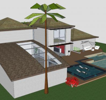 佛罗里达别墅建筑SU模型下载_sketchup草图大师SKP模型