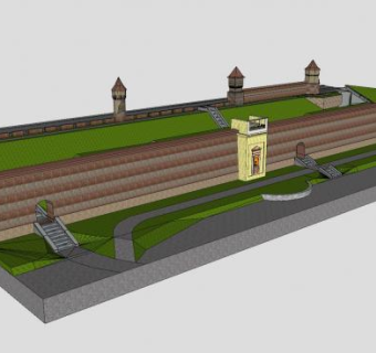 西比乌城墙SU模型下载_sketchup草图大师SKP模型