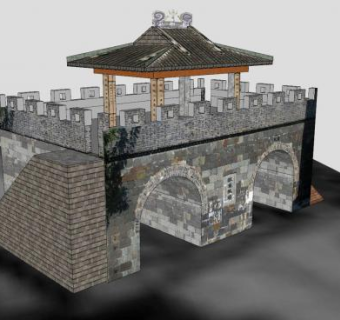 海盐县澉浦西城门SU模型下载_sketchup草图大师SKP模型