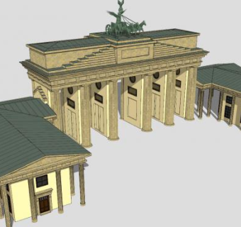 勃兰登堡门酒店SU模型下载_sketchup草图大师SKP模型