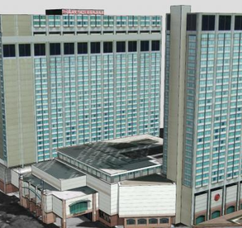 喜来登酒店建筑SU模型下载_sketchup草图大师SKP模型