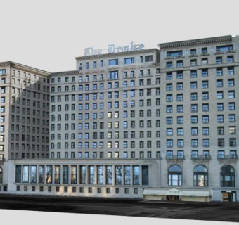 德雷克酒店饭店建筑SU模型下载_sketchup草图大师SKP模型