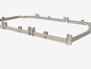 有城墙的十字军城市SU模型下载_sketchup草图大师SKP模型
