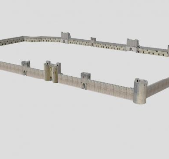 有城墙的十字军城市SU模型下载_sketchup草图大师SKP模型