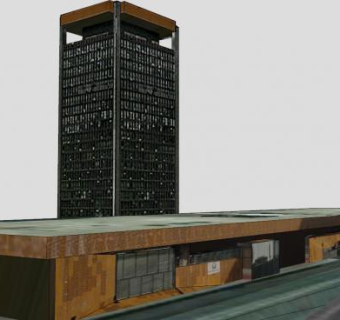 大楼文化中心建筑SU模型下载_sketchup草图大师SKP模型