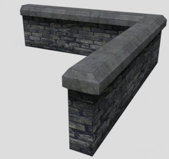 石制转角城墙SU模型下载_sketchup草图大师SKP模型