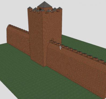 砖石墙塔SU模型下载_sketchup草图大师SKP模型