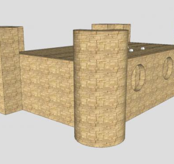 阿什杜德海上堡垒城墙SU模型下载_sketchup草图大师SKP模型