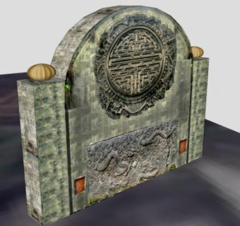 三义庙照壁建筑SU模型下载_sketchup草图大师SKP模型