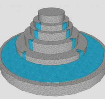 梯形流水喷泉SU模型下载_sketchup草图大师SKP模型