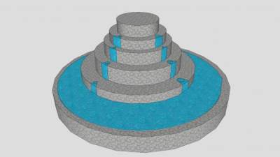 梯形流水喷泉SU模型下载_sketchup草图大师SKP模型