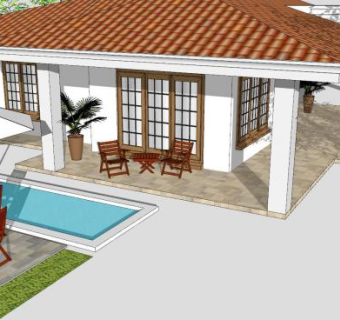 现代户外建筑房子SU模型下载_sketchup草图大师SKP模型