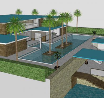 现代户外木屋建筑SU模型下载_sketchup草图大师SKP模型