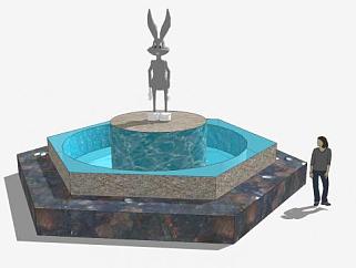兔八哥雕塑景观喷泉SU模型下载_sketchup草图大师SKP模型
