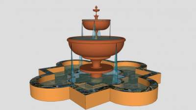 庭院陶瓷艺术喷泉SU模型下载_sketchup草图大师SKP模型