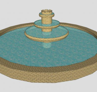 圆形流水喷泉SU模型下载_sketchup草图大师SKP模型