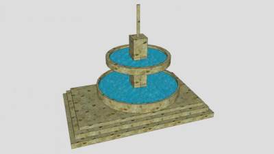 户外大型喷泉SU模型下载_sketchup草图大师SKP模型