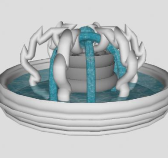 艺术流水陶瓷喷泉SU模型下载_sketchup草图大师SKP模型