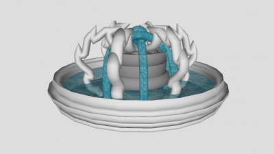 艺术流水陶瓷喷泉SU模型下载_sketchup草图大师SKP模型