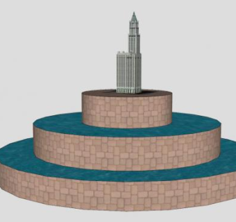 欧式建筑雕塑喷泉SU模型下载_sketchup草图大师SKP模型