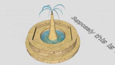 庭院景观人工喷泉SU模型下载_sketchup草图大师SKP模型