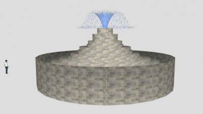 水景高喷泉SU模型下载_sketchup草图大师SKP模型