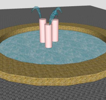 简易石柱喷水喷泉SU模型下载_sketchup草图大师SKP模型