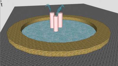 简易石柱喷水喷泉SU模型下载_sketchup草图大师SKP模型