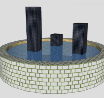 园艺建筑模型喷泉SU模型下载_sketchup草图大师SKP模型