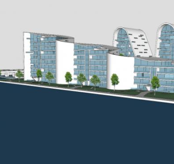 现代酒店天堂岛建筑SU模型下载_sketchup草图大师SKP模型