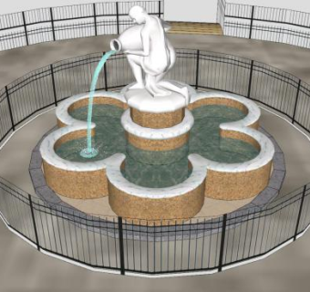 人雕塑倒水观景喷泉SU模型下载_sketchup草图大师SKP模型