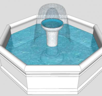 欧式八角喷水喷泉SU模型下载_sketchup草图大师SKP模型