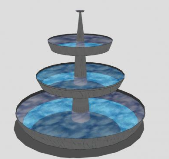 现代塔型叠层喷泉SU模型下载_sketchup草图大师SKP模型